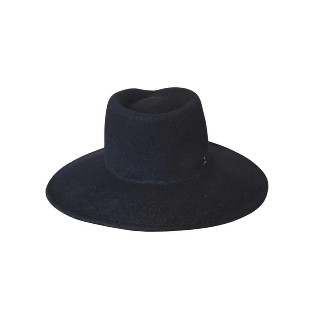Universal Thread Co. Black Wide Brim Wool Fedora Hat‎ Brass Accents UNISEX